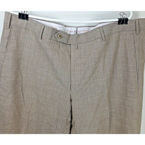 Zanella Other - Zanella Parker Shark Skin Trousers 40 Brown 100% Wool Flat Front Premium